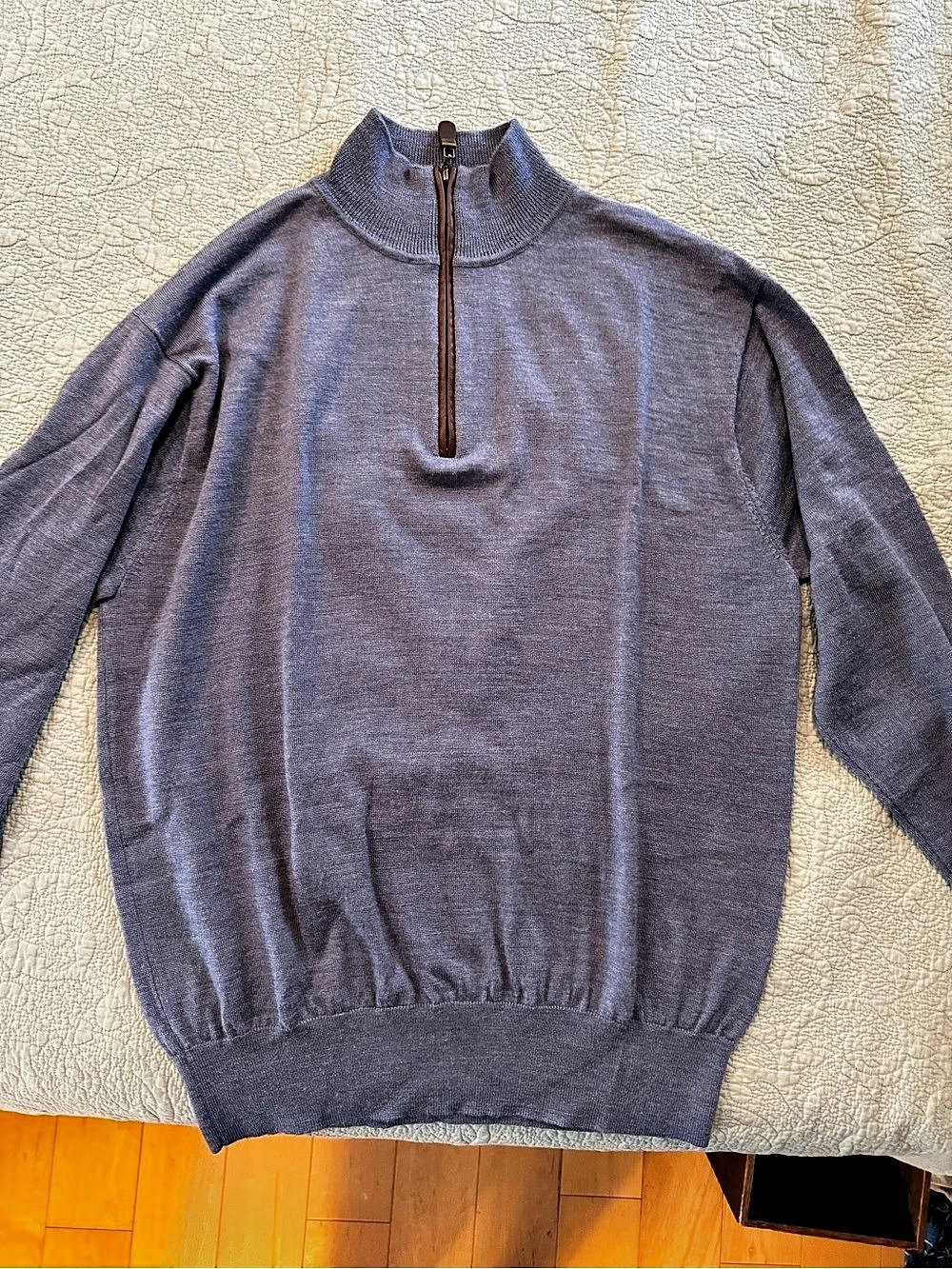 Orvis Merino Wool Quarter-Zip Sweater in Blue